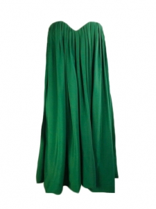 Strapless emerald green pleated silk-blend evening dress Retail price €2000 Size 40