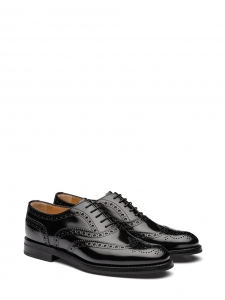 Black polished leather Oxford brogue flat shoes Retail price €590 Size 37