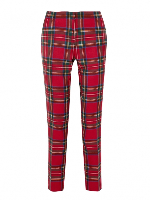 Boutique BURBERRY Red and green plaid print wool slim fit pants Retail  price €550 Size XS