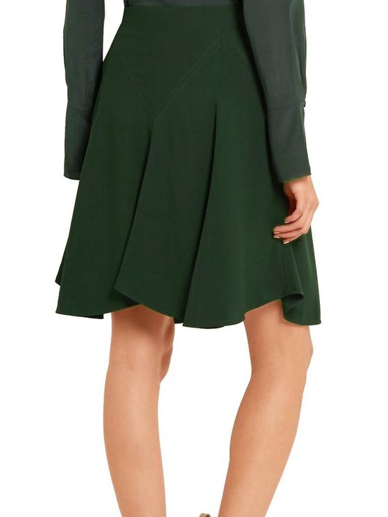 Boutique CHLOE Mid-lenght high waist cady dark green crepe skirt 