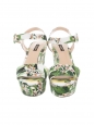 Green, white and yellow lemon tree flower print canvas BIANCA wedge sandals Retail price €575 Size 37