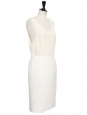 High waist white linen and cotton pencil skirt Size 38