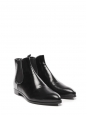 Black leather pointy toe Chelsea flat boots Retail price €750 Size 36.5
