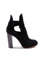Black suede low boots with wooden heels Retail price €950 Size 36.5