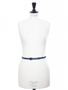Navy blue leather thin belt with silver buckle Retail price €140 Size 36 to 38