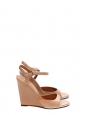 Pink nude leather ankle strap wedge sandals NEW Retail price $795 Size  40