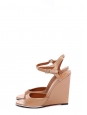 Pink nude leather ankle strap wedge sandals NEW Retail price $795 Size 37
