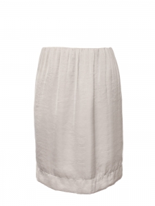 Pearl grey satin straight skirt with elasticated waist Retail price €800 Size 38