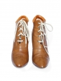Tan and brown leather lace up ankle boots Retail price 595€ Size 41