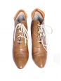 Tan and brown leather lace up ankle boots Retail price 595€ Size 41