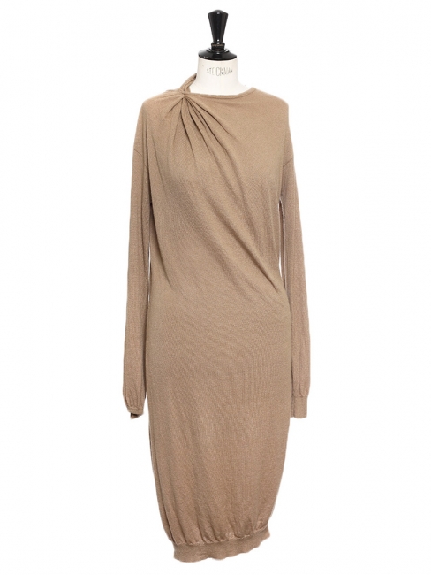 Louise Paris - LANVIN Nutmeg beige wool and alpaca knitted dress Retail ...