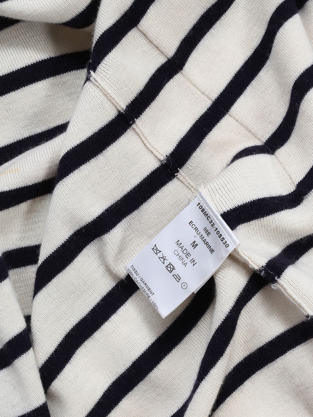 Louise Paris - CHLOE Navy blue and ecru white striped cashmere cardigan ...