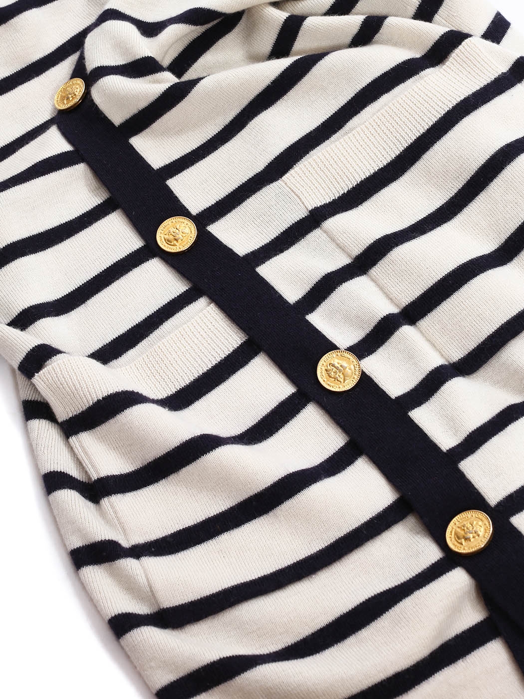 Louise Paris - CHLOE Navy blue and ecru white striped cashmere cardigan ...