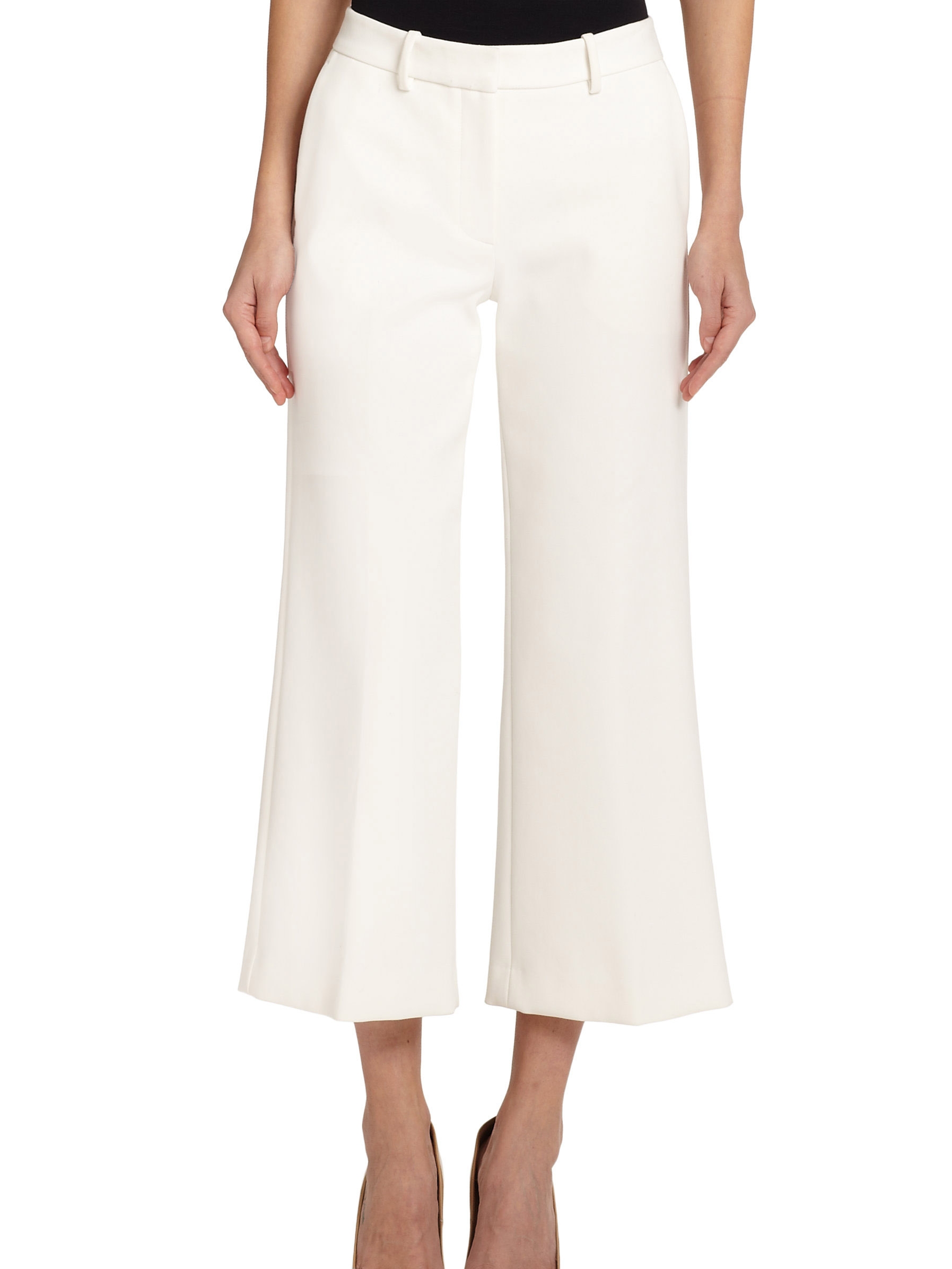 Louise Paris - THEORY SPRINZA Ivory white crepe cropped pants Size 36