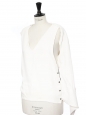 Cream white silk blend crepe sleeveless draped top Retail price €1700 Size 36