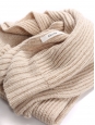 Beige cashmere wool ribbed knitted maxi scarf Retail price $780