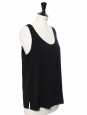 Black silk crepe de chine Iconic tank top Retail price €390 Size 38