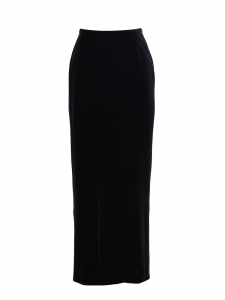 Stretch black velvet high waist maxi skirt Retail price €990 Size 38