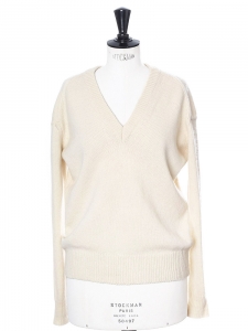 Cream thick wool V neck sweater Retail price €350 Size S