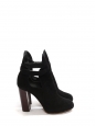 Black suede low boots with wooden heels Retail price €950 Size 36.5