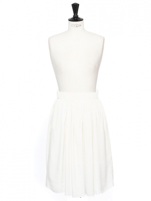 High waist midi length white silk draped skirt Retail price €900 Size 36