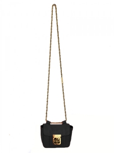 Steal blue grained leather mini ELSIE cross body bag Retail price €850