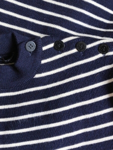 MATELOT Navy blue / ecru striped new wool Breton sweater Size S