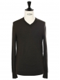 Dark khaki green wool V neckline men's sweater Retail price €140 Size M