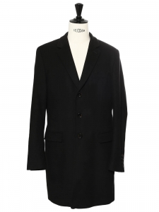 Men's black cashmere and wool long coat Retail price €450 Size 52