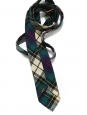 Navy blue, green and light yellow tie