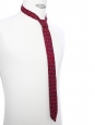 Cravate fine en laine rouge bordeaux imprimé jaune pâle