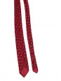 Burgundy red graphic print thin tie