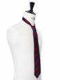 Navy blue and red striped silk tie