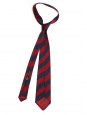 Cravate en soie à rayures bleu marine et rouge foncé