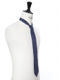 Cravate en soie fine bleu imprimé rouge et bleu clair