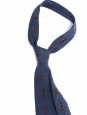 Cravate en soie fine bleu imprimé rouge et bleu clair