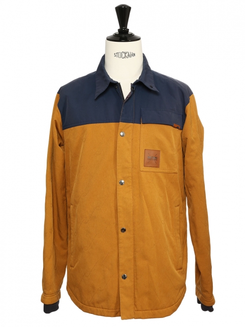 HUDSON navy blue and tan brown waterproof men's jacket Retail price $169 SIze M