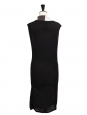 Robe mi-longue sans manche en alpaga et laine noire, gris et blanc Prix boutique 450€ Taille 36