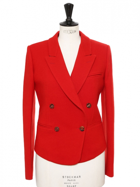 Veste blazer en laine épaisse rouge cardinal Prix boutique 1150€ Taille 36