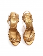 Gold python leather T-bar wooden heel sandals Retail price €650 Size 36