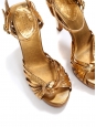 Gold python leather T-bar wooden heel sandals Retail price €650 Size 36