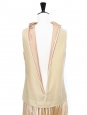 Beige velvet and pleated silk velvet sleeveless mini dress Retail price €1100 Size 36