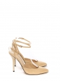 Beige patent leather pointy toe pumps with ankle strap NEW Retail price €690 Size 37.5