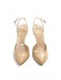 Beige patent leather pointy toe pumps with ankle strap NEW Retail price €690 Size 37.5