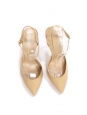 Sandales escarpins bout pointu à talon et bride cheville en cuir verni beige NEUVES Px boutique 690€ Taille 37.5