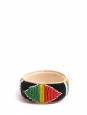 Bracelet africain en cuir brodé de perles rouge, vert, jaune et noir