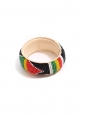 Leather African bracelet embellished with bright red, green, yellow and black beads