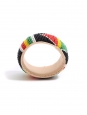 Leather African bracelet embellished with bright red, green, yellow and black beads