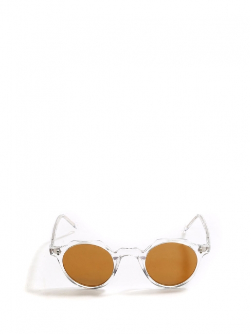 HERI Crystal clear frame sunglasses with gold yellow mirror lenses Retail price €350 NEW