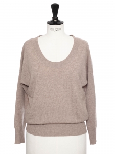 Sand beige luxury cashmere crew neck sweater Retail price €280 Size 36